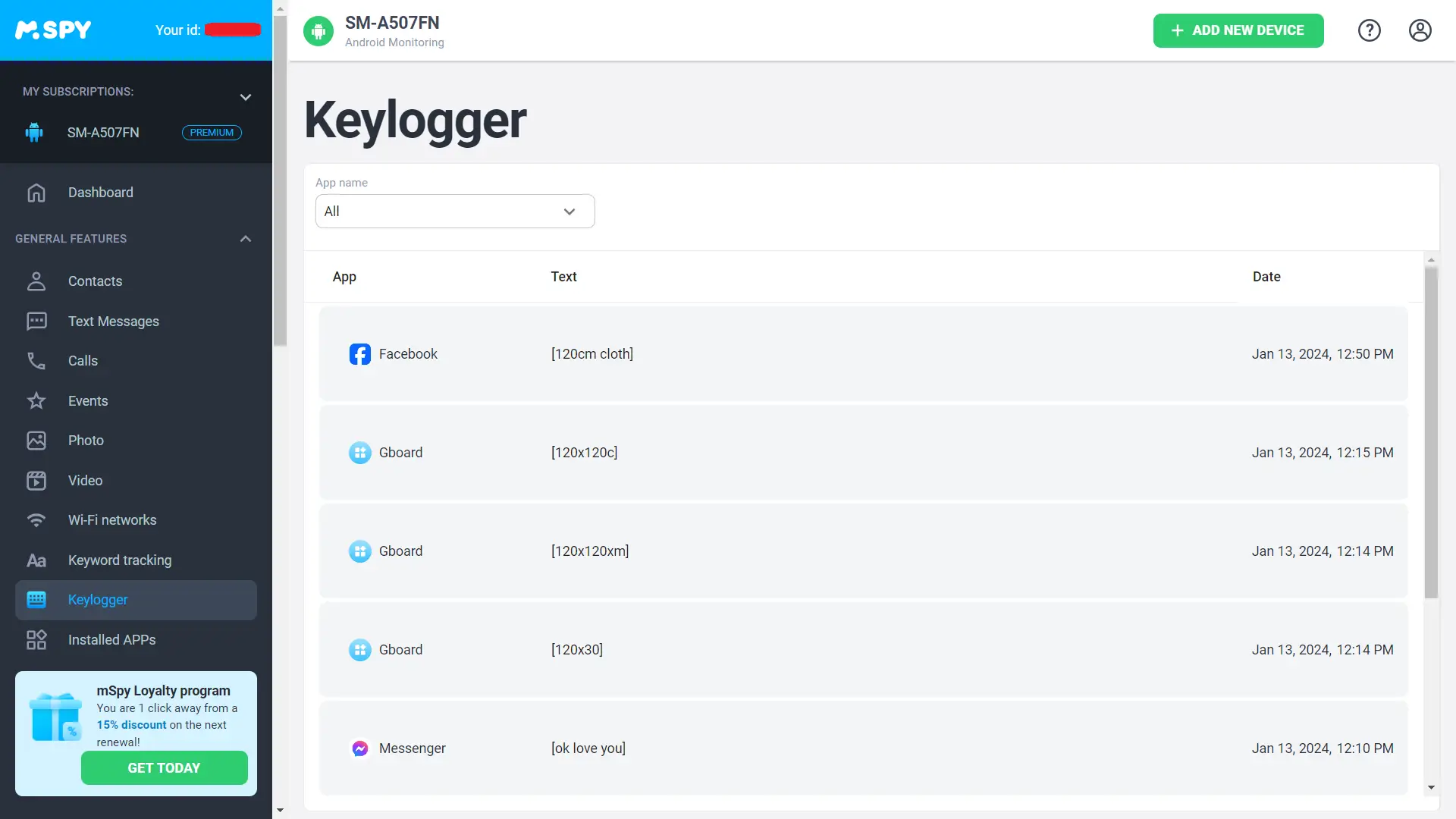 mSpy Keylogger
