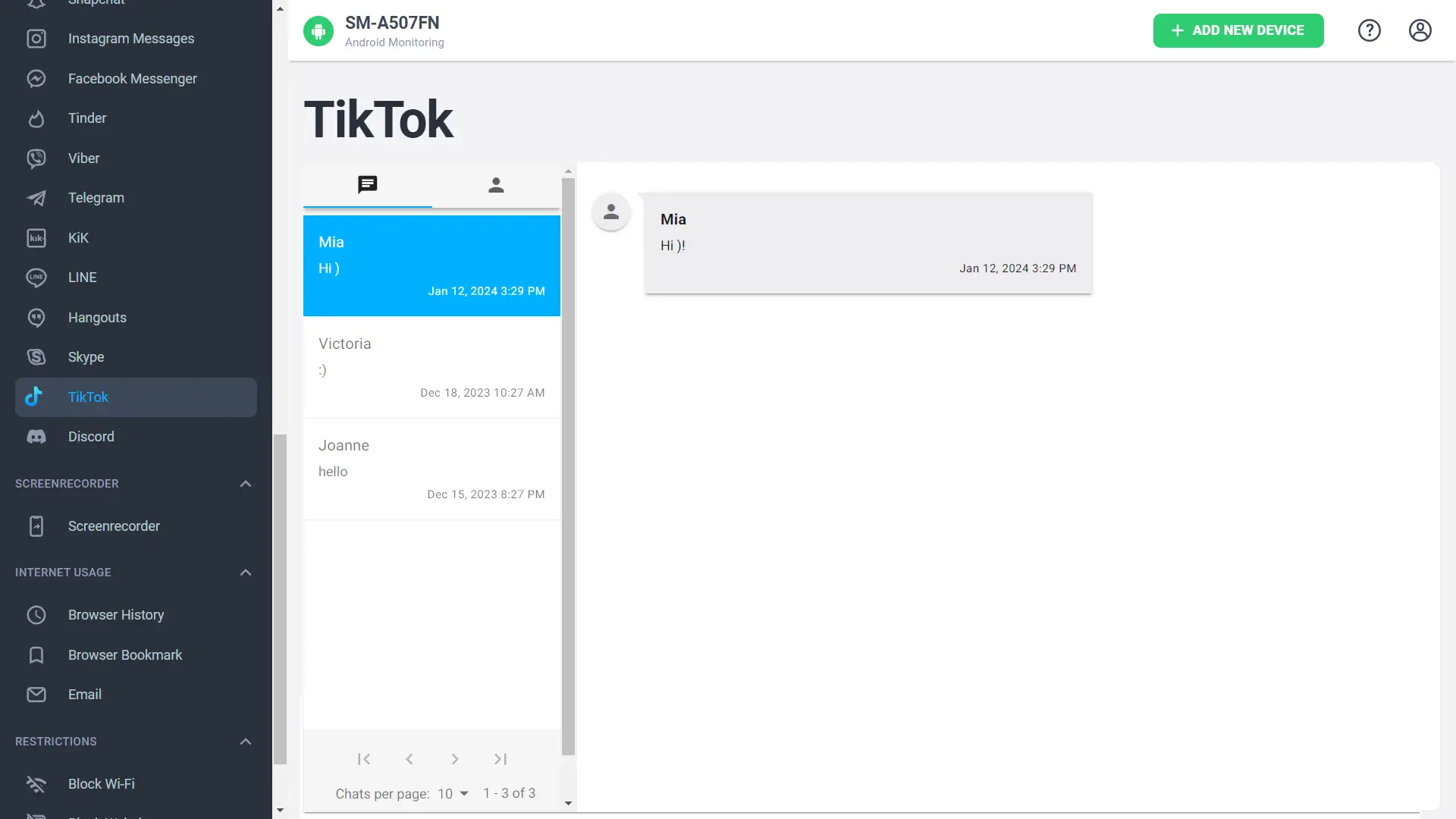mSpy TikTok monitoring