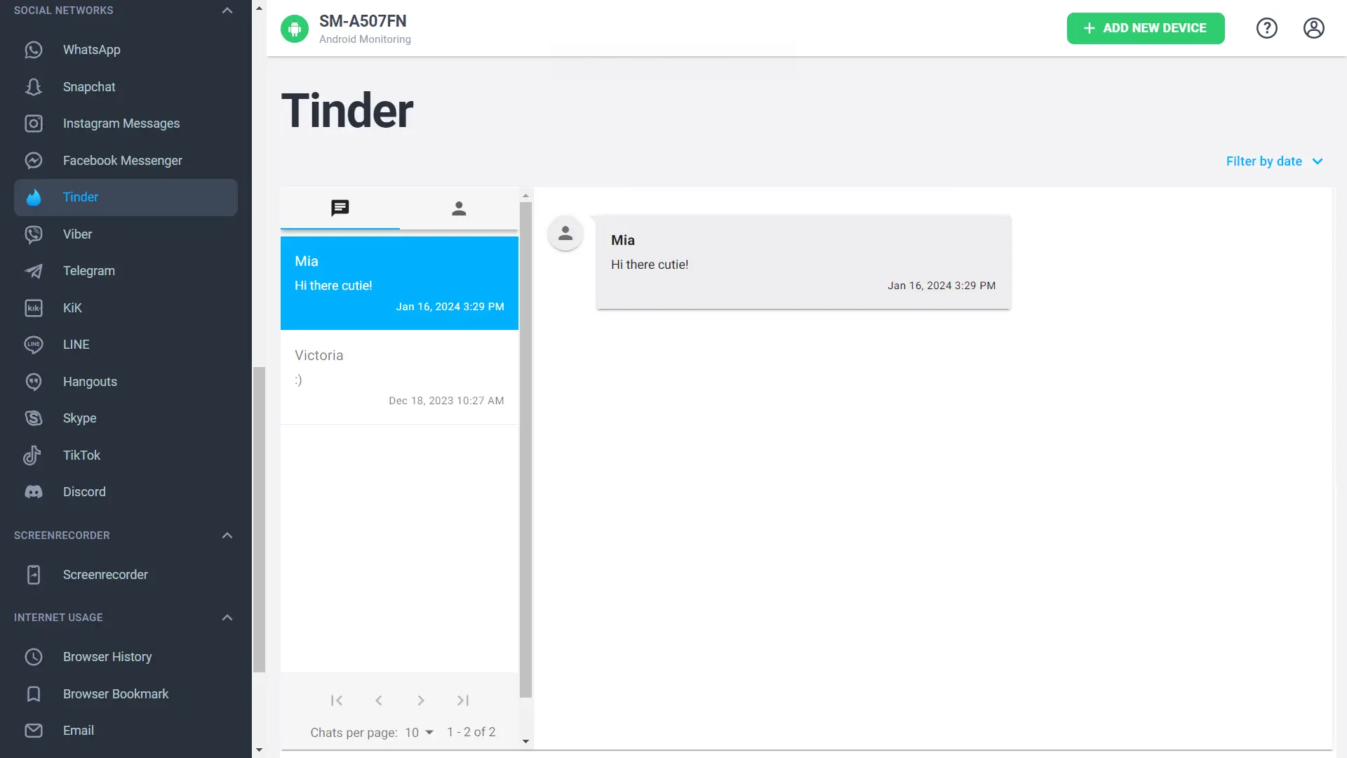 mSpy Tinder monitoring