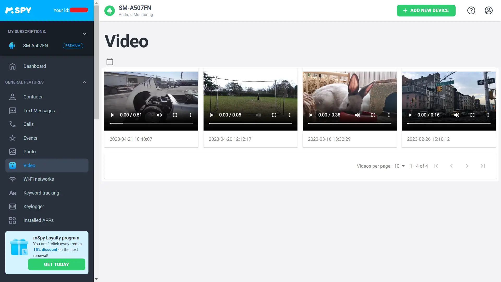 mSpy videos monitoring